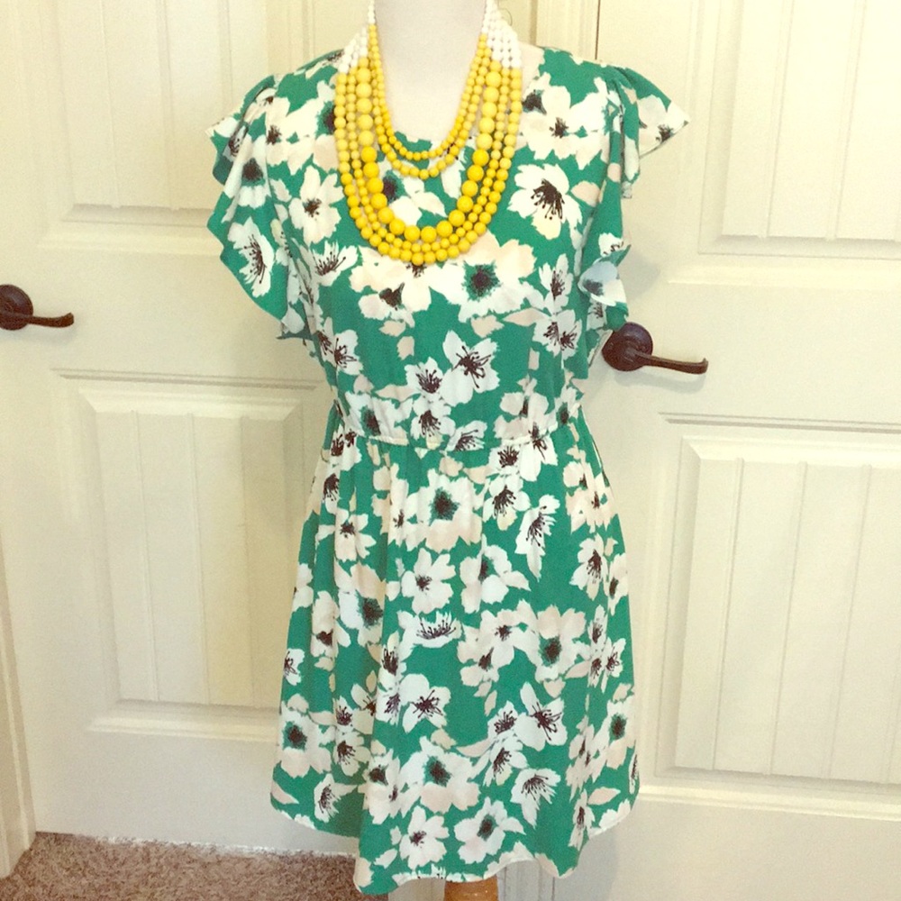 Green floral dress
